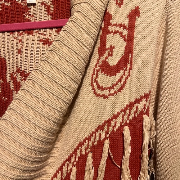 Idyllwind Cream and Red Cardigan Sweater - Picture 6 of 7